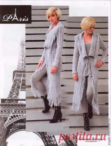 Купить Пальто- кардиган вязаное серое "Кантри" - серый цвет, вязаное пальто, кардиган