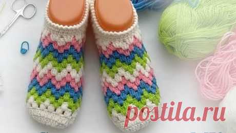 Следки балетки тапочки крючком за 2 часа, вяжутся легко и быстро. Crochet Simple Slippers.