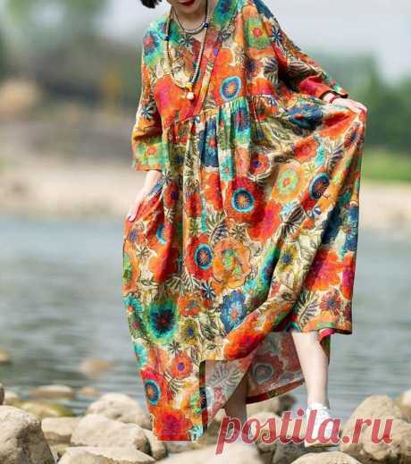 Linen Maxi dress plus size dress long Flare Dress boho maxi | Etsy