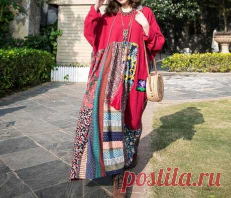 Womens cotton boho maxi dress Loose Fitting dresses high | Etsy