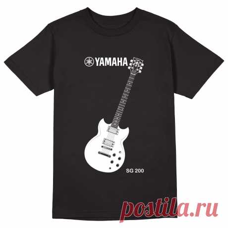 Мужская футболка «Yamaha SG 200. Гитара. Guitar. Ямаха. Rock.» цвет черный - дизайнер принта Kaplio