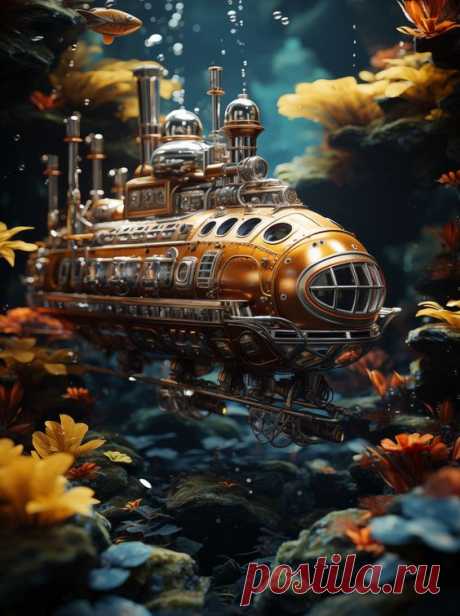 Steampunk Downloadable Art #19 - Submersible D - High Resolution