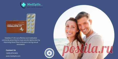 Vidalista CT 20 offers a spectrum of key benefits for individuals grappling with erectile dysfunction. Primarily, its active ingredient, Tadalafil, fosters sustained blood flow to the penile region, facilitating and maintaining firm erections conducive to satisfying sexual experiences. Unlike some counterparts, Vidalista CT 20 boasts an extended duration of action, providing up to 36 hours of erectile support post-consumption, affording greater flexibility and spontaneity in intimate encounters.