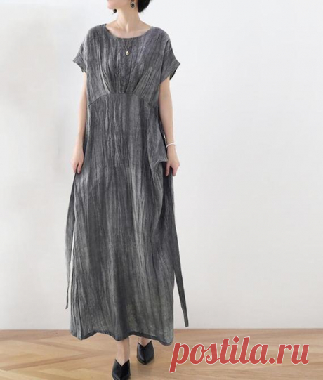 Women linen maxi dress with pockets loose fitting dress | Etsy 【Fabric】 linen 【Color】 Gray, black, purple 【Size】 shoulder width is not limited Shoulder + sleeve length 24cm / 9 Bust 108cm / 46 Cuff circumference 38cm / 15 Length 128cm / 50 Hem circumference 135cm/ 53  Washing & Care instructions: -Hand wash or gently machine washable do not tumble dry -Gentle