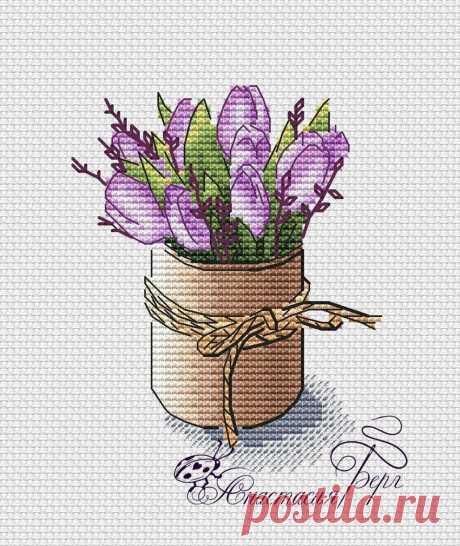 Tulip Cross Stitch Pattern PDF Instant Download Bouquet Cross | Etsy