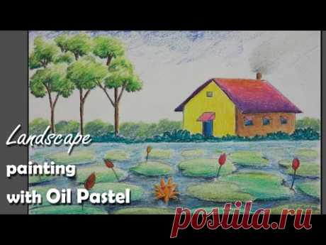 Oil Pastel Painting | How to Paint a Village Landscape