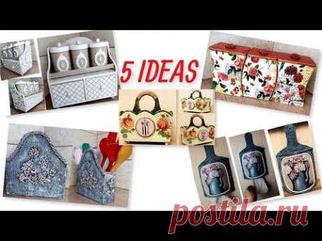 DIY/ 5 Best Kitchen decorating ideas from recycled materials - YouTube