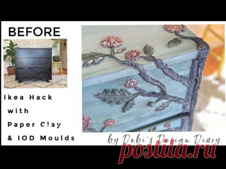 Ikea  Furniture Hack with paper clay and IOD Moulds - YouTube
