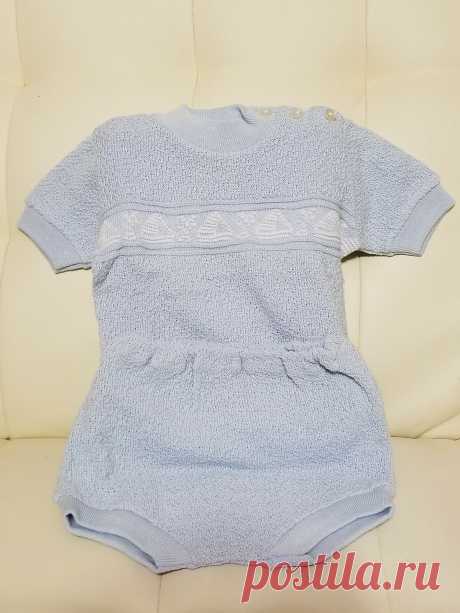 Vintage Friemanit Israel Baby Boy Outfit Sailboats Nautical Blue  Product on Gem