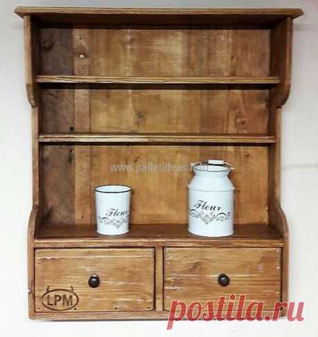 Wooden Pallets Rustic Shelf for Kitchen The ideas which save the space in any area of the home are great and we always try to show you the unique ideas with which you can not only save the space as they serve for multiple purposes or they are not for placing on the floor, but save money because they are created …