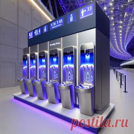 Современные питьевые фонтанчики питьевой воды с системой ультрафиолетовой очистки воды для посетителей стадиона &quot;Зенит- Арена&quot;