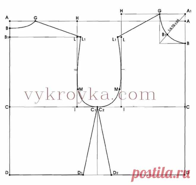 Построение основы лифа без вытачек для размеров 40-48 по итальянской методике