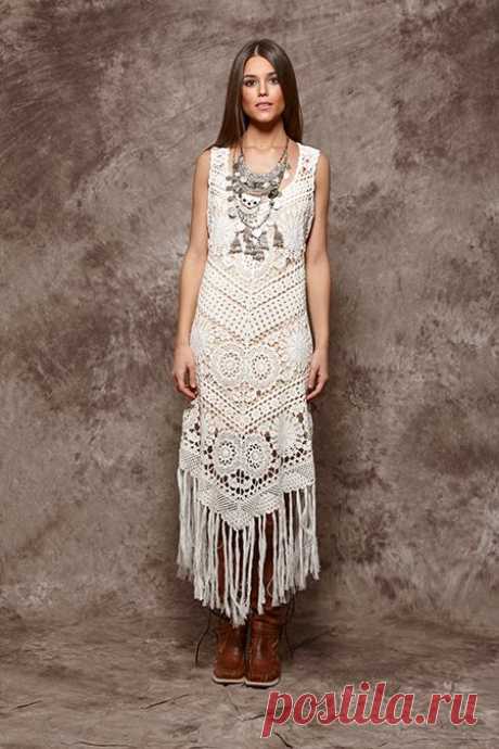 (3638) Pinterest - Vestido de ganchillo en color crudo con flecos - 156,00€ : Zaitegui - Moda y ropa de marca para señora en Encartaciones | crochet