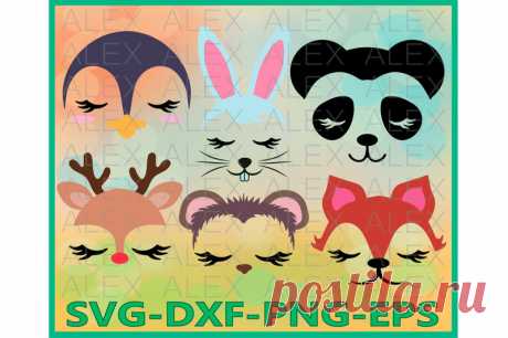 Animal Face set, Girls Face Files By AlexSVGStudio | TheHungryJPEG.com