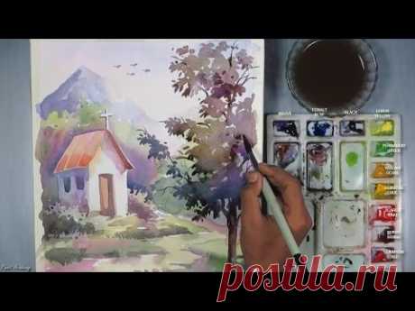 Beginners Watercolor | How to Paint A House Landscape | Episode-5