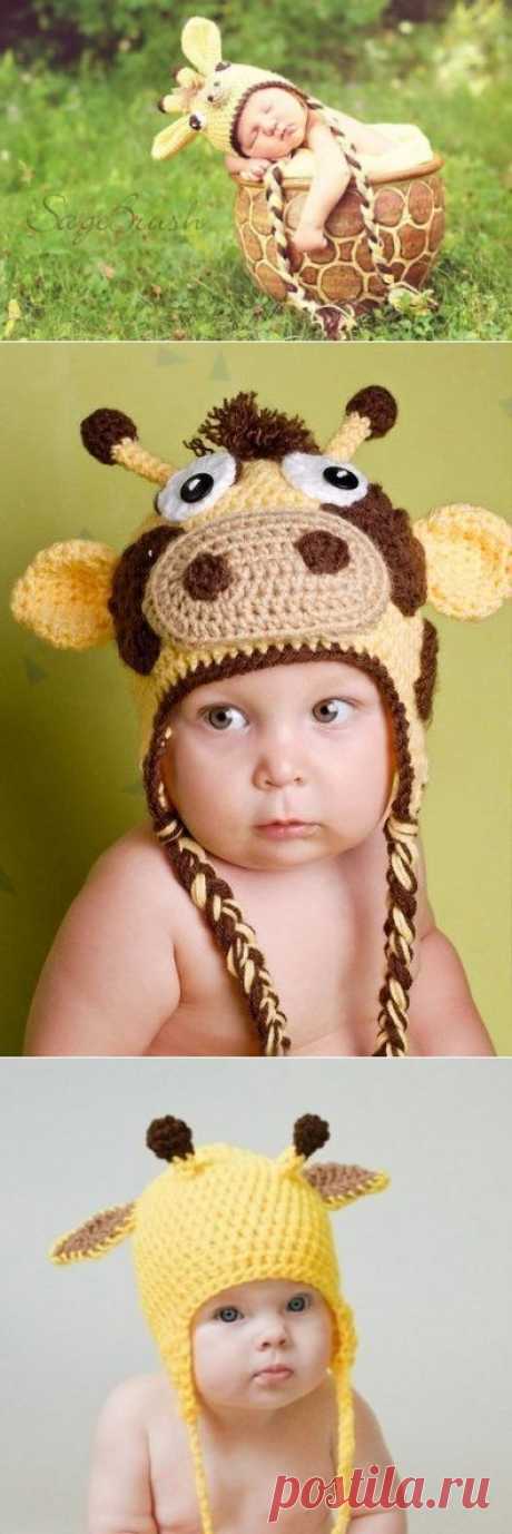 Детская шапка крючком «Жирафик» | Самоделкино