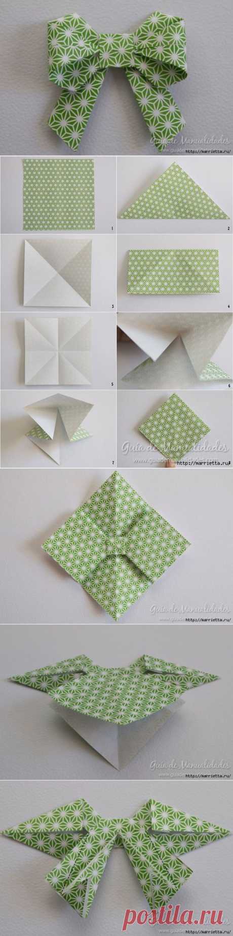 Как сложить красивый бант из бумаги в технике оригами