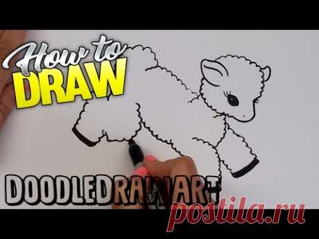 How to Draw a Cartoon Baby Lamb Step by Step | How to draw Baby Animals | Farm Animals