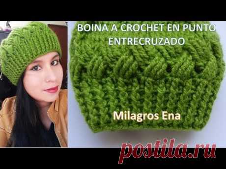 Boina a crochet en punto Entrecruzado paso a paso con indicaciones para diferentes edades