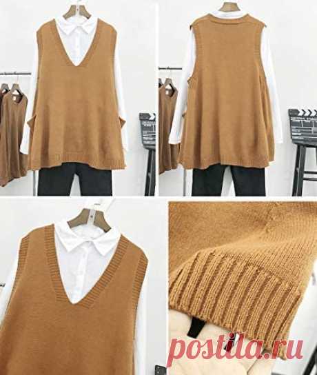 YESNO Women Loose Swing Chunky Cotton Cute Sweater Vests Oversized Cable Knit Pullover Sweaters with Pockets WM9 at Amazon Women’s Clothing store