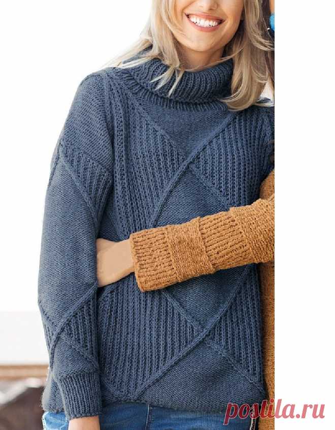 Красивые свитеры, связанные рельефными узорами с ромбами (с описанием вязания) | Идеи рукоделия | Яндекс Дзен