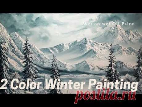 Grey winter Oil Painting - 2 Color Painting on a 24x36 Inch Canvas