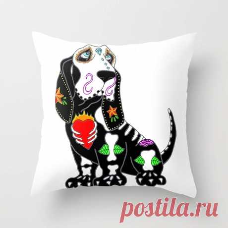 Amazon.com: Luase Pillowcases Basset Hound Sugar Skull 18 x 18 Throw Pillow Set for Sofa Bedroom: Home & Kitchen