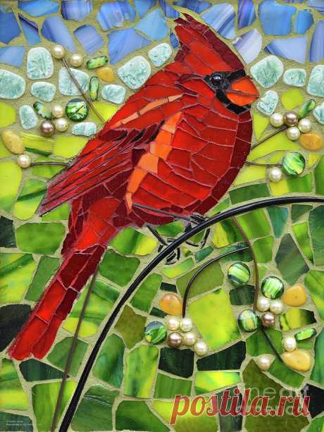Cardinal Glass Mosaic by Cynthie Fisher Cardinal Glass Mosaic Painting by Cynthie Fisher