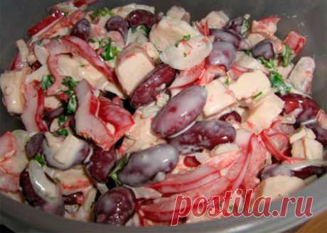 Салат с фасолью и крабовыми палочками - Коллекция кулинарных рецептов