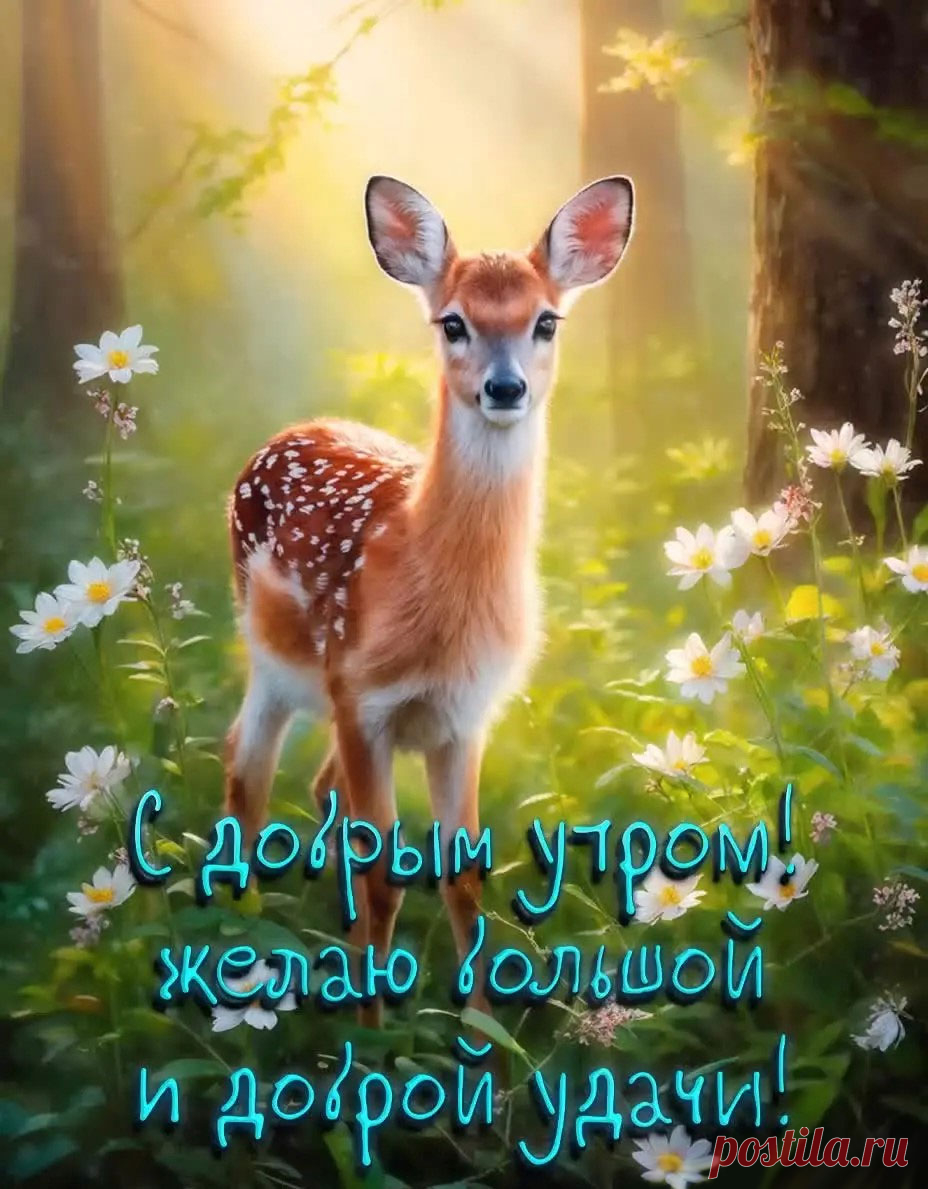 Милая открытка с добрым утром с пожеланием