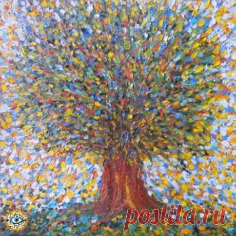 &quot;The Tree of Life&quot; canvas / oil 65 x 65 cm (N. Boundariver) к альбому CRAZY COMPASS planet band - Древо Жизни / Life Tree - METICULOUS MIDGETS - сетевой арт-лейбл, интернет-радио