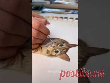 How to Paint a Cat: Step by Step 🤍✨ #shorts #art #painting #catdrawing @Luna-the-cat123