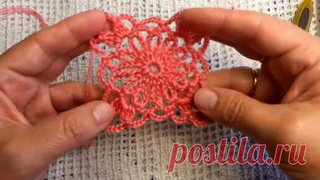 Цветочный МОТИВ Безотрывное вязание КРЮЧКОМ ,crochet beautiful pattern ( узор № 312)