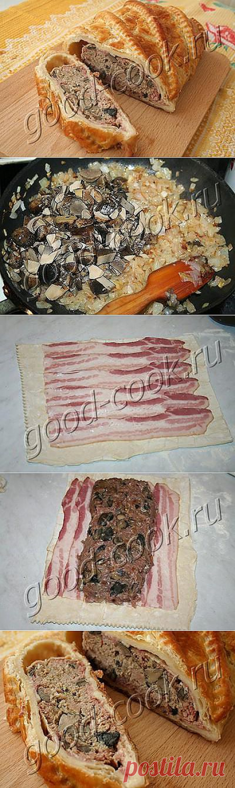 Хорошая кухня - паштет из свинины с грибами запечённый в тесте. Кулинарная книга рецептов.