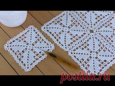 ОЧЕНЬ ПРОСТО!!! Ажурный КВАДРАТНЫЙ МОТИВ вязание крючком Easy Crochet square motifs for beginners
