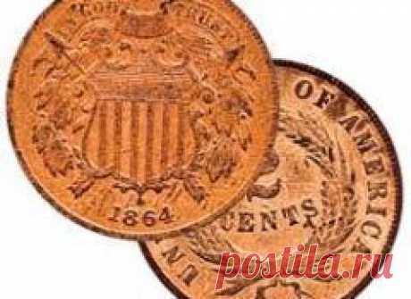 22 апреля в 1864 году В США начата чеканка бронзовых монет достоинством в 1 и 2 цента