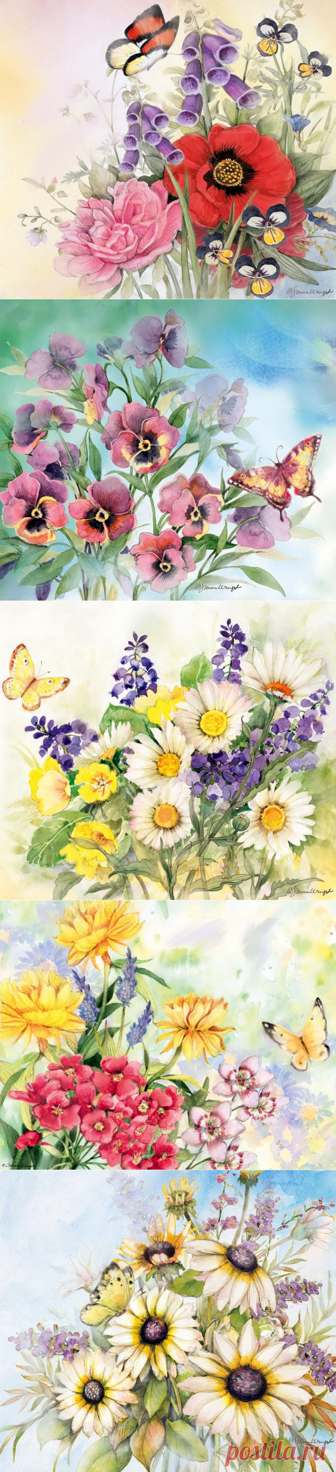 Бабочки, цветы, картины... Художница Susan Winget.