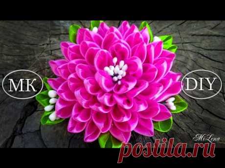 Брошь с пышным цветком, МК / DIY Brooch with lush kanzashi flower