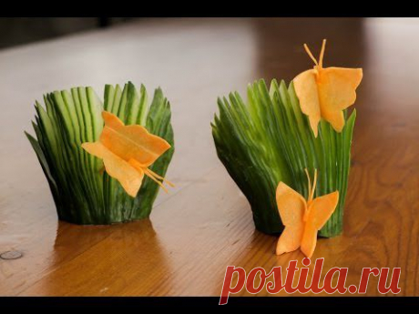 How To Make A Carrot Butterfly And Cucumber Fans Garnish