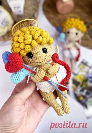 PDF Амурчик крючком. FREE crochet pattern; Аmigurumi toy patterns. Амигуруми схемы и описания на русском. Вязаные игрушки и поделки своими руками #amimore - ангел, ангелок, ангелочек, кукла, куколка, мальчик.