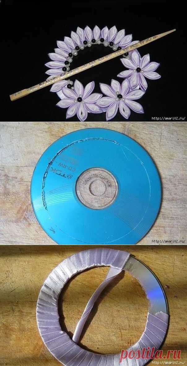 Очень красивый подхват для штор из CD дисков.