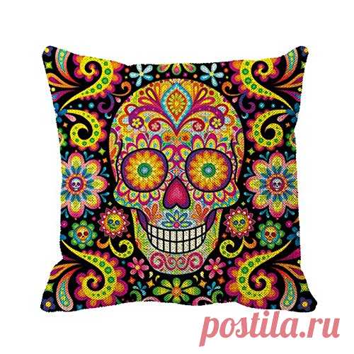 Amazon.com: Julyou Pillowcase Sugar Skull Outdoor Pillow Cover for Bedroom or Sofa - Day of The Dead Art: Home & Kitchen