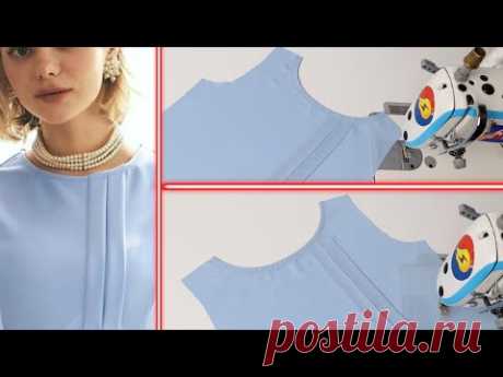 Cutting & stitching the neck design of summer blouses with pin tucks 😘 Sewing tutorial and technique