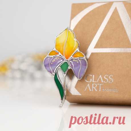 Iris vidrieras planta pin Regalo del Día de las Madres Joyería de disfraces Joyería de vidrieras de flores Broche elegante - Etsy Chile