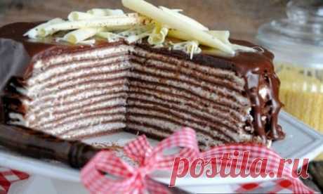 Шоколадный блинный торт – рецепт (с фото пошагово)