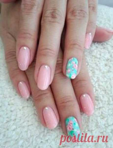 Pink and mint floral nails | Nails