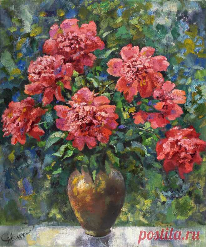 Peonies Painting Flower Original Art Bou, Painting by Natalya Savenkova | Artmajeur Buy art from Natalya Savenkova (Free Shipping, Secured direct purchase): Painting titled 