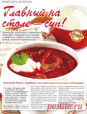 Красный борщ с грибами