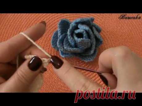 Вязание крючком пышного цветка РОЗОЧКА | Вязание крючком для начинающих