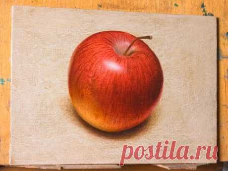 Как рисовать яблоко реалистично. Фрукты. How to Draw an apple realistic. Fruit